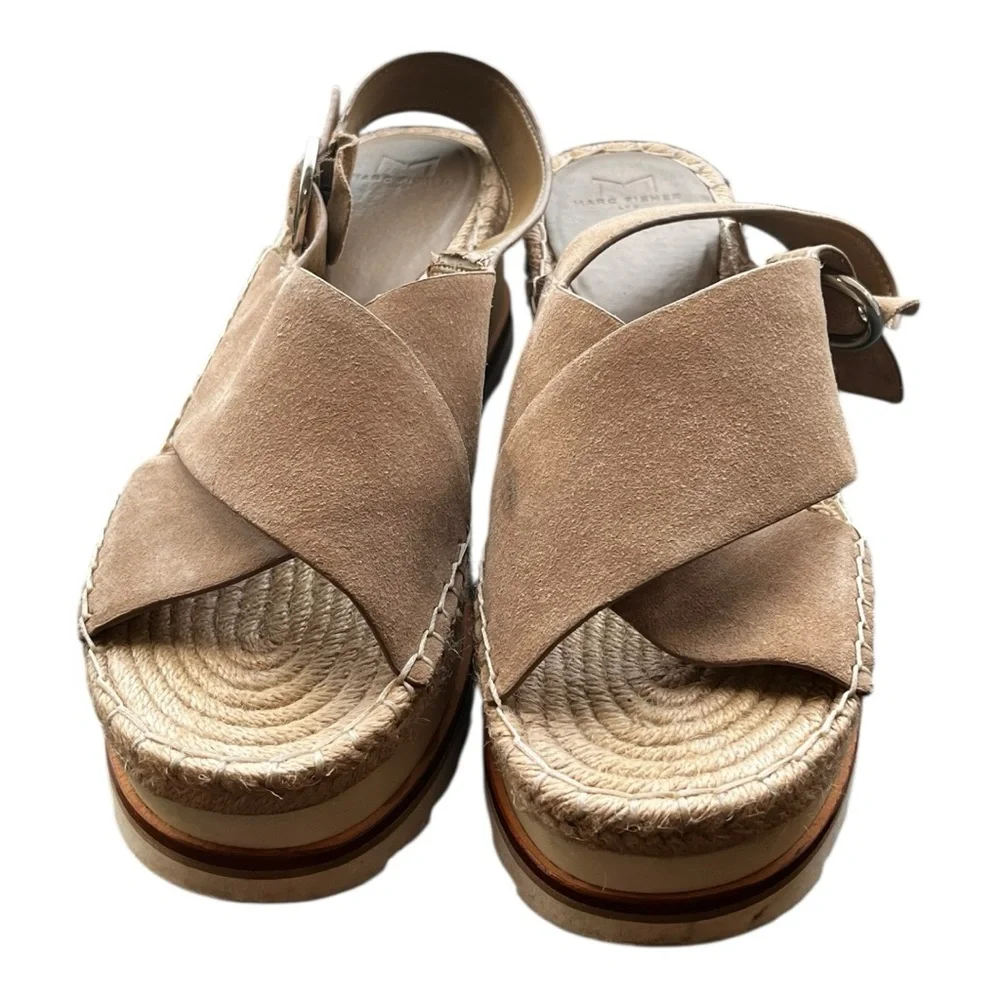Marc‎ Fisher | LTD Glenna Platform Sandals in Gray Leather Suede Size 10
